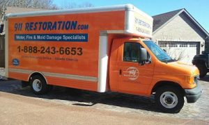 Water Cleanup Van at a Residential Property