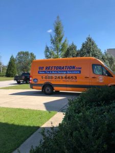 Water Cleanup Van at a Residential Property