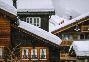 Houses covered in snow